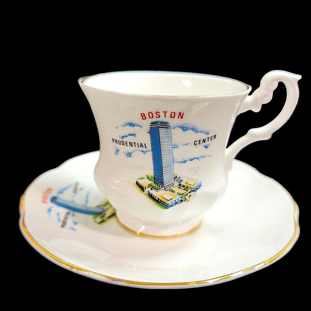 Vtg. Boston Prudential Center Teacup & Saucer Advertising Bone China England